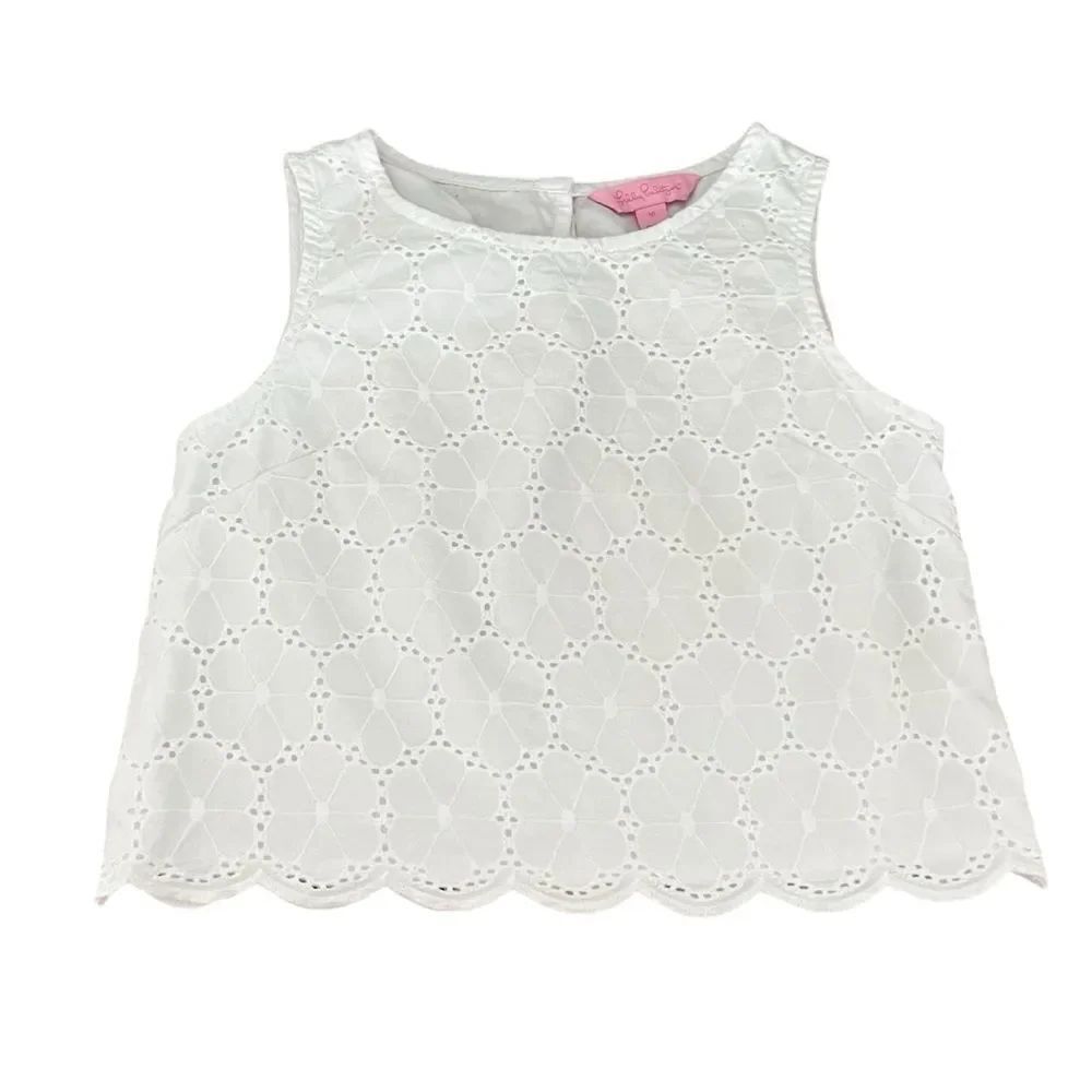 Lilly Pulitzer Sleeveless White Eyelet Blouse Top